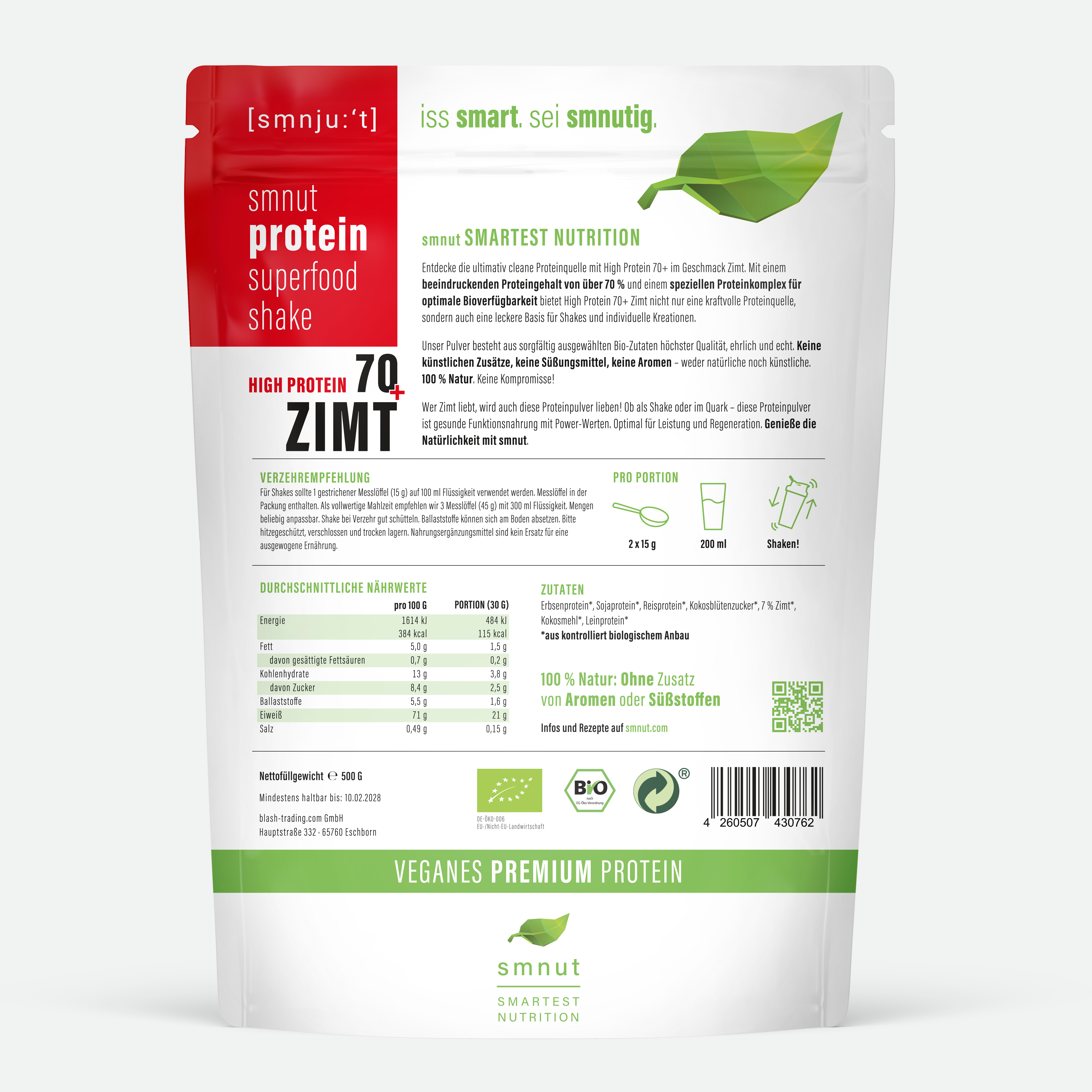Bio Protein Superfood Shake - High Protein 70+ Zimt