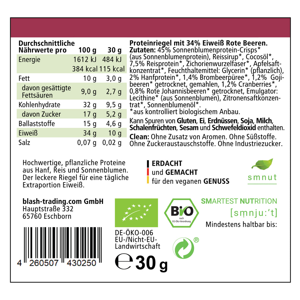 CLEAN30 Crispy Proteinriegel − Rote Beeren  (2,45 €/Stück im  12er Pack)