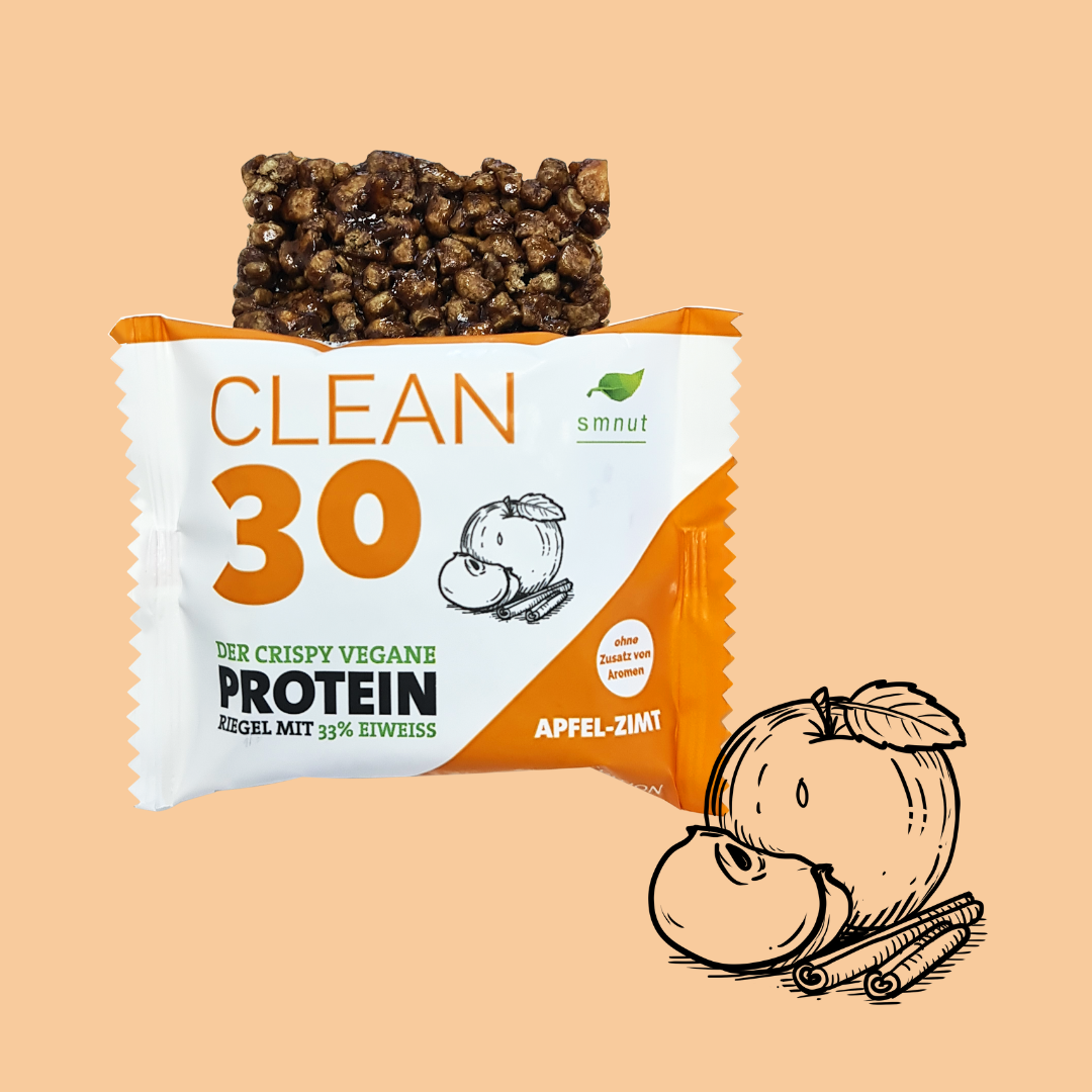 CLEAN30 Crispy Proteinriegel − Apfel-Zimt (2,45 €/Stück im 12er Pack)