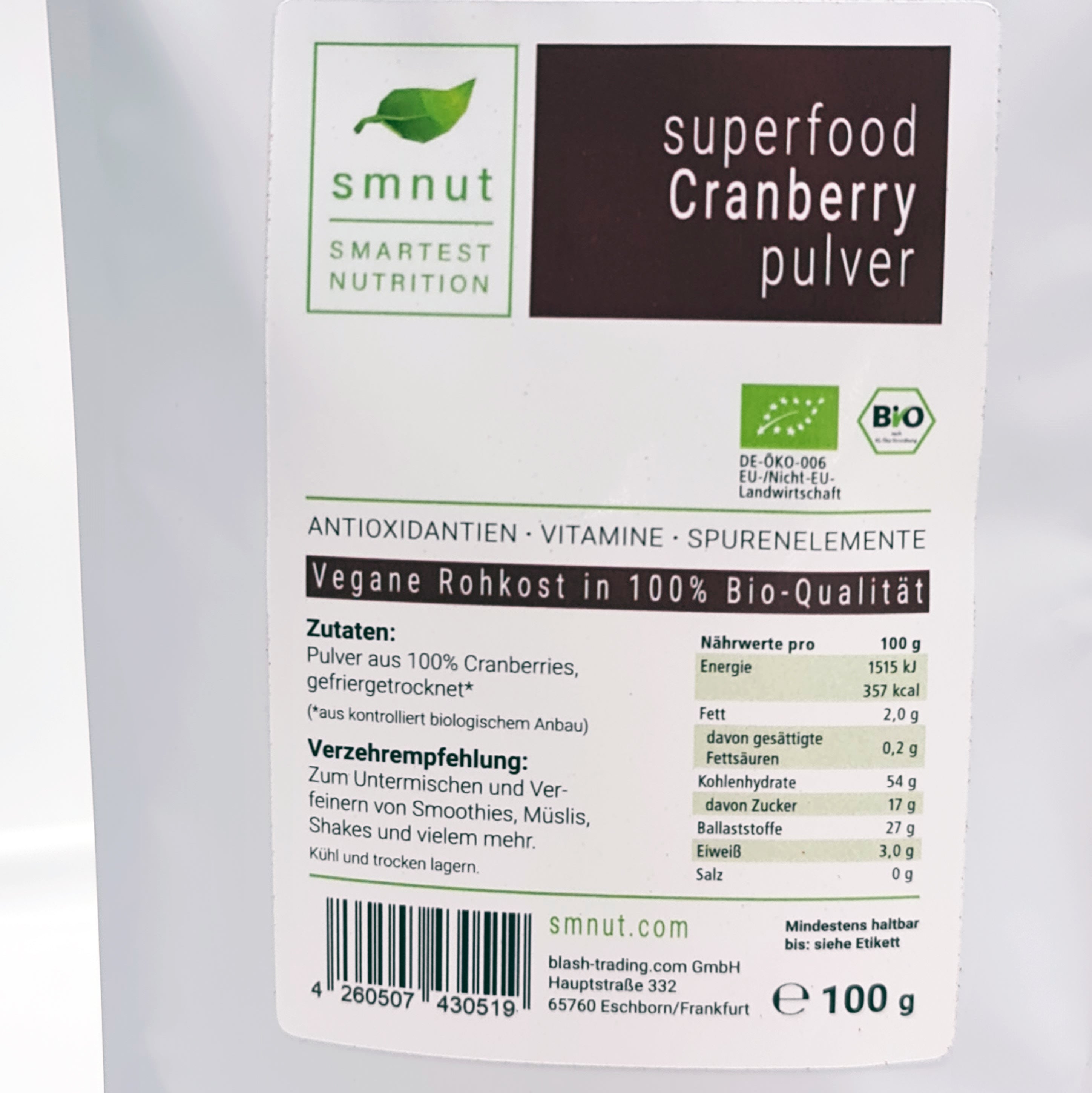 Bio Superfood Cranberry Pulver